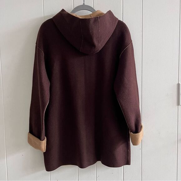 Lauren Ralph Lauren Wool Blend Brown Hooded Toggle Button Coat - Size Large - Picture 8 of 8